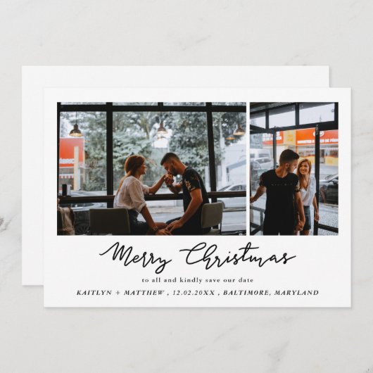 Frohe Weihnachten | Save the Date | Script Elegant (Vorne/Hinten)