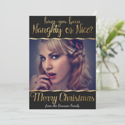 Frohe Weihnachten schamlos oder Nizza Gold Foto (Stehend Vorderseite)