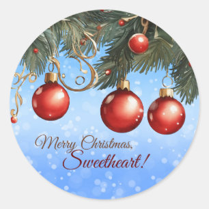 Frohe Weihnachten, Schatz! Personalisierbar Runder Aufkleber