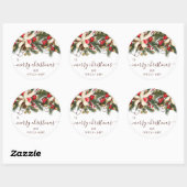 Frohe Weihnachten schick florgrün roten Pine Blüte Runder Aufkleber (Blatt)