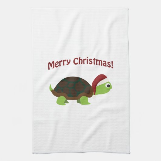 Frohe Weihnachten! Schildkröte Geschirrtuch (Vertikal)