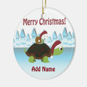 Frohe Weihnachten! Schildkröte und Schnecke Keramik Ornament (Links)