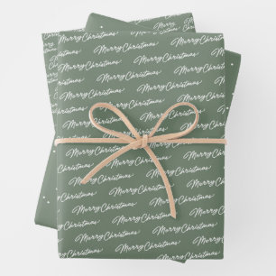 Frohe Weihnachten, schlicht grüner weißer Urlaub Geschenkpapier Set