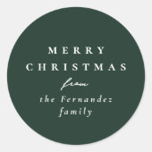 Frohe Weihnachten schlicht und elegant dunkelgrün  Runder Aufkleber (Vorderseite)