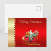 Frohe Weihnachten, Schlitten des Weihnachtsmanns, Postkarte (Vorne/Hinten)