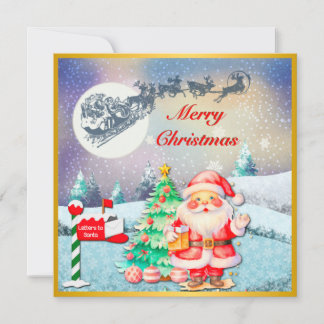 Frohe Weihnachten, Schlitten, Rentier, Schneeflock Karte