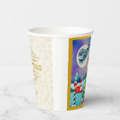 Frohe Weihnachten, Schlitten, Rentier, Schneeflock Pappbecher (Rechts)