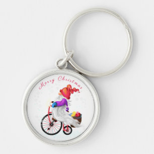 Frohe Weihnachten Schlüsselanhänger Gnome mit Bike
