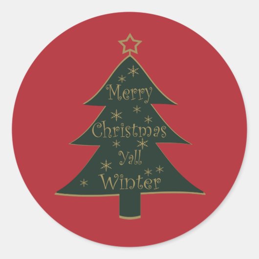 Frohe Weihnachten schmückt Kiefernbaum Runder Aufkleber (Vorderseite)
