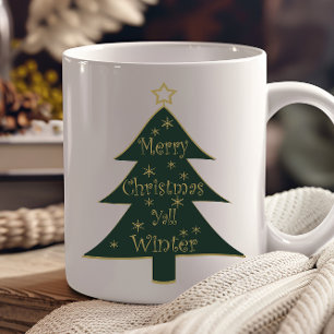 Frohe Weihnachten schmückt Kiefernbaum Tasse
