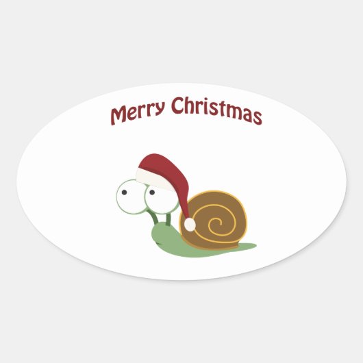 Frohe Weihnachten! Schnecke Ovaler Aufkleber (Vorderseite)