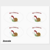 Frohe Weihnachten! Schnecke Ovaler Aufkleber (Blatt)