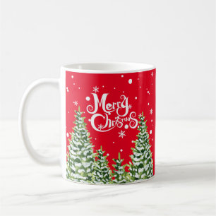 Frohe Weihnachten Schnee Bäume Weihnachtsbecher Kaffeetasse