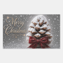 Frohe Weihnachten Schnee Bedeckter Kiefernzapfen