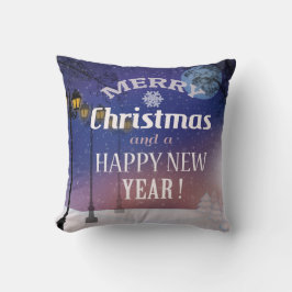 Frohe Weihnachten Schnee Landschaft wirbelkissen Kissen