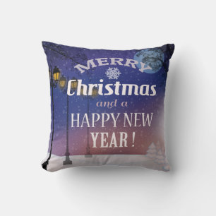 Frohe Weihnachten Schnee Landschaft wirbelkissen Kissen