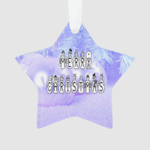 Frohe Weihnachten Schnee Menschen Schrift, Blaue T Ornament