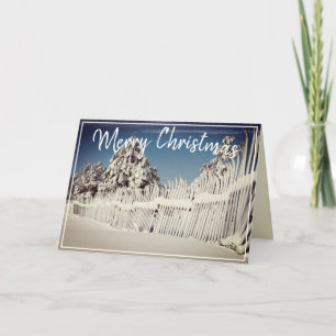 Frohe Weihnachten Schnee Skifence Landschaftsfoto