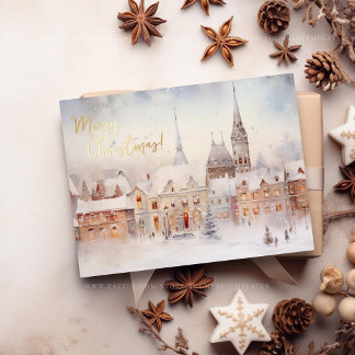 Frohe Weihnachten Schnee Winter Wunderland Landsch Folien Feiertagspostkarte