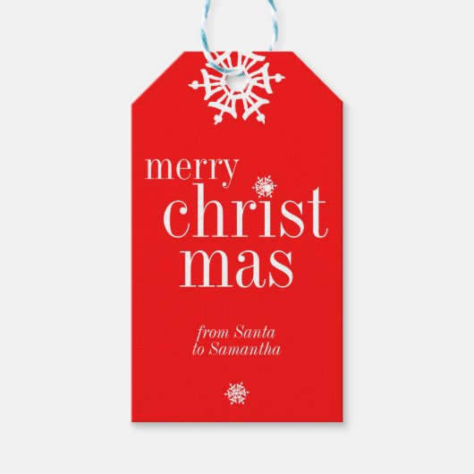 Frohe Weihnachten Schneebedeckt Geschenkanhänger (Vorderseite)