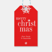 Frohe Weihnachten Schneebedeckt Geschenkanhänger (Rückseite)