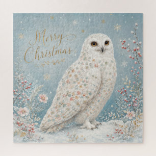 Frohe Weihnachten Schneeeule Winterwunderland Puzzle