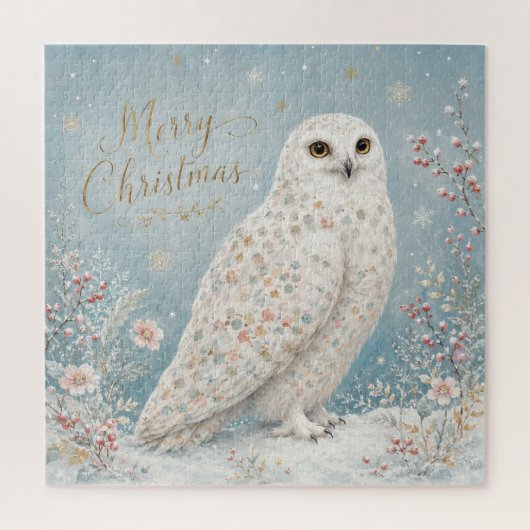 Frohe Weihnachten Schneeeule Winterwunderland Puzzle (Vertikal)