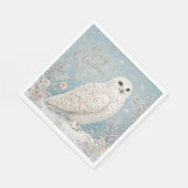 Frohe Weihnachten Schneeeule Winterwunderland Serviette (Ecke)