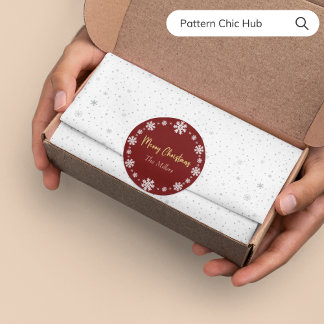 Frohe Weihnachten Schneeflocke Elegant Modernes Ro Runder Aufkleber