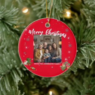 Frohe Weihnachten Schneeflocke Foto Persönliche Fa Keramik Ornament