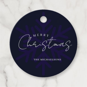 Frohe Weihnachten Schneeflocke Navy Blau Geschenkanhänger