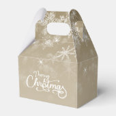 Frohe Weihnachten Schneeflocken Beige Urlaub Geschenkschachtel (Rückseite)
