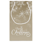 Frohe Weihnachten Schneeflocken Beige Urlaub Kleine Geschenktüte (Rückseite)