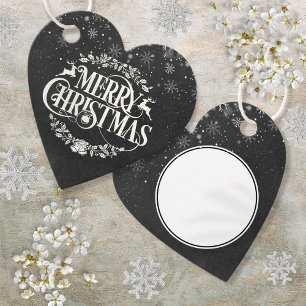 Frohe Weihnachten Schneeflocken Boho-Schultafel Geschenkanhänger