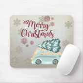Frohe Weihnachten, Schneeflocken, Grüner Kiefernba Mousepad (Mit Mouse)