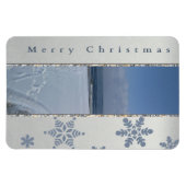 Frohe Weihnachten Schneeflocken Magnet (Horizontal)
