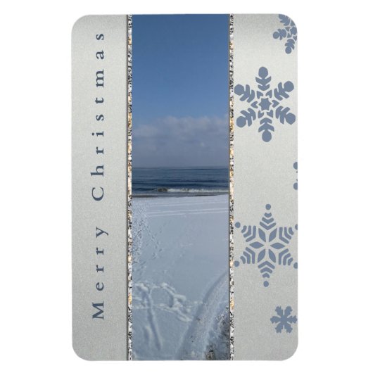 Frohe Weihnachten Schneeflocken Magnet (Vertikal)
