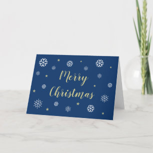 Frohe Weihnachten Schneeflocken Modern Blau Leer Karte