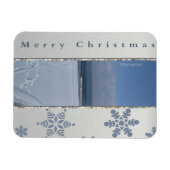 Frohe Weihnachten Schneeflocken Monogramm Magnet (Horizontal)