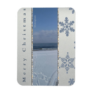 Frohe Weihnachten Schneeflocken Monogramm Magnet