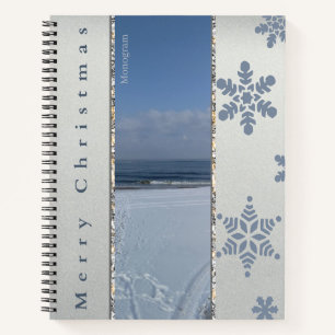 Frohe Weihnachten Schneeflocken Monogramm Notizbuc Notizblock