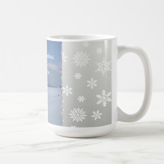 Frohe Weihnachten Schneeflocken Monogramm Tasse  (Rechts)