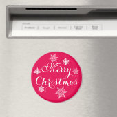 Frohe Weihnachten Schneeflocken Red Magnet (In Situ (Geschirrspüler))
