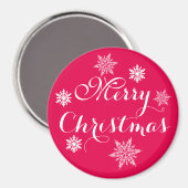 Frohe Weihnachten Schneeflocken Red Magnet (Vorderseite/Rückseite)