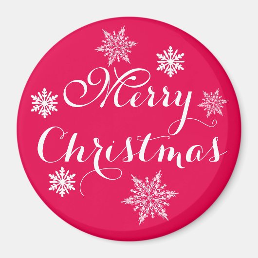 Frohe Weihnachten Schneeflocken Red Magnet (Vorne)