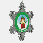 Frohe Weihnachten! Schneeflocken Zinn-Ornament (Links)