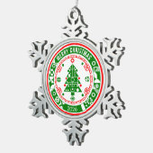 Frohe Weihnachten Schneeflocken Zinn-Ornament (Rechts)