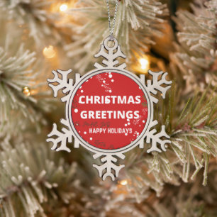 Frohe Weihnachten Schneeflocken Zinn-Ornament