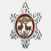 Frohe Weihnachten Schneeflocken Zinn-Ornament (Rechts)