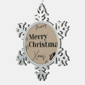 Frohe Weihnachten Schneeflocken Zinn-Ornament (Rechts)